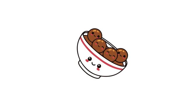 Cute Meatball Bakso Vector Illustration