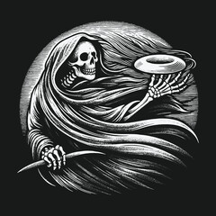 Grim Reapers Donut Offering: A Darkly Humorous Illustration.