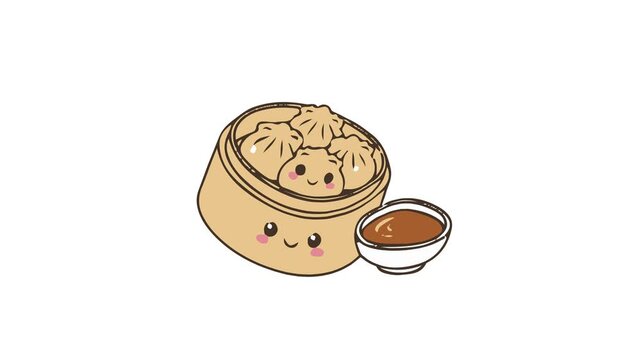 Cute Dimsum Character Vector Animation