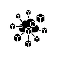 Obraz premium Cloud Computing Network with Interconnected Data Cubes.