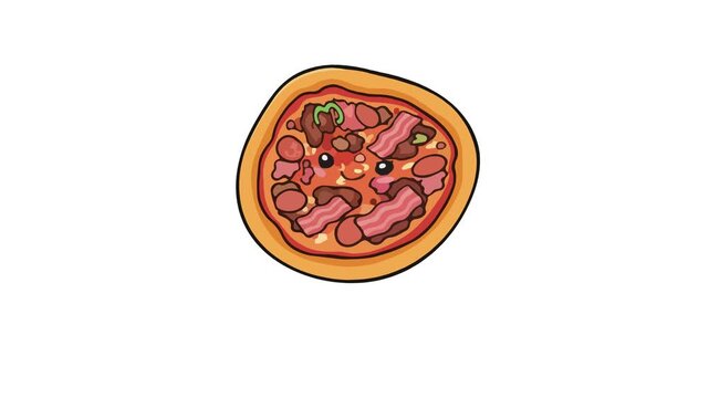 Cute Pizza Vector Loop Animation