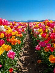 Field of flowers with a path through it