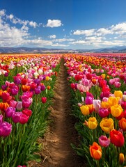 Field of flowers with a path through it