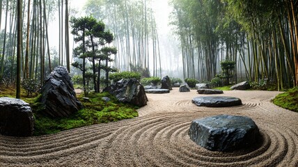 Rock garden with a pond and a pond with a rock in it