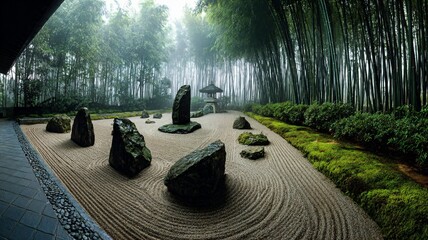 Rock garden with a small stone path