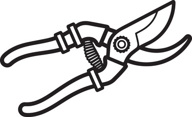 Gardening pruning shears with spring mechanism sharp blades for cutting branches and stems vector