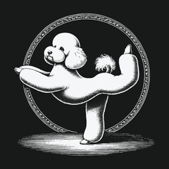 Poodle in Yoga Pose: A Serene and Balanced Illustration.