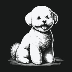 Charming Bichon Frise Illustration: A Whimsical Portrait of Canine Joy.