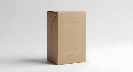 Brown Cardboard Box Standing Upright in Studio