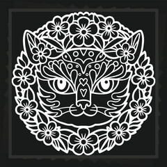 Floral Cat Design Element