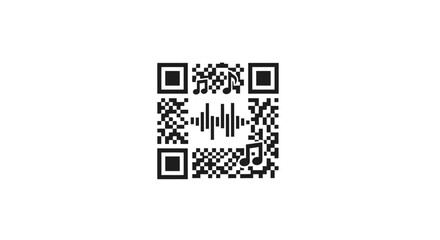 Fototapeta premium Qr code graphic representation of music and sound on white background