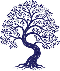 Obraz premium A stylized tree with sprawling branches and roots on a white background