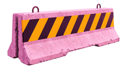 Road safety concrete barrier with hazard stripes construction protection