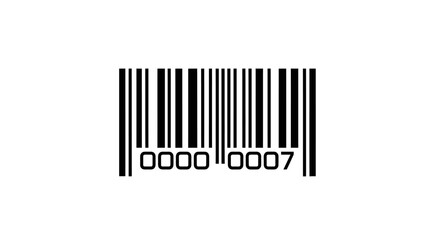 Barcode with numeric sequence vertical black lines on white background