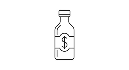 Bottle icon with dollar sign financial concept in simple vector design