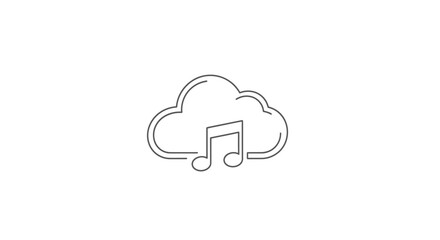 Obraz premium Cloud with musical note icon on white background music streaming concept