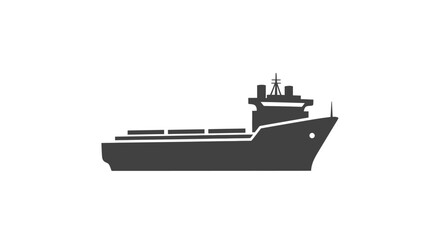 Obraz premium Silhouette of a cargo ship on a white background for commercial use