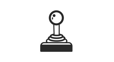 Black and white arcade game joystick icon isolated on white background