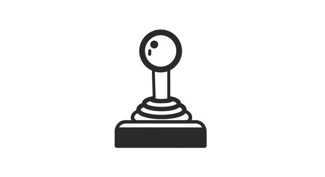 Black and white arcade game joystick icon isolated on white background