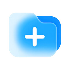 Obraz premium PNG Blue folder icon with plus