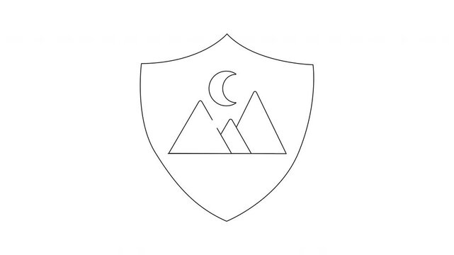 Minimalist Mountain Shield Logo Design Animation Concept.