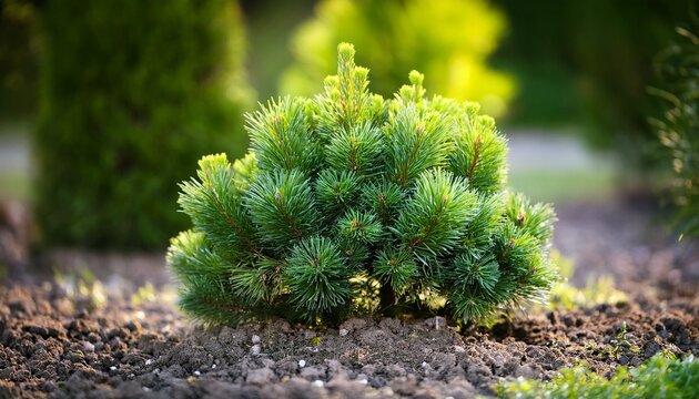 picea abies little gem rare dwarf conifer planted in garden