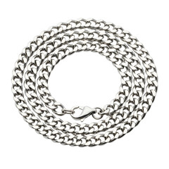 Obraz premium Silver Chain Necklace Curled on a Transparent Background Close Up Studio Shot Detailed Metal Accessory