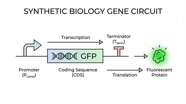 Illuminating life's code a visual depiction of a synthetic biology gene circuit for Green Fluorescent Protein production