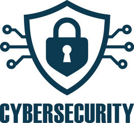cybersecurity shield lock logo representing digital data protection network security and information safety concept