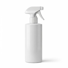 Empty spray bottle with white trigger nozzle on a plain background