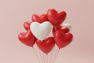 Red and white heart shaped balloons against pink background heart balloons red balloons