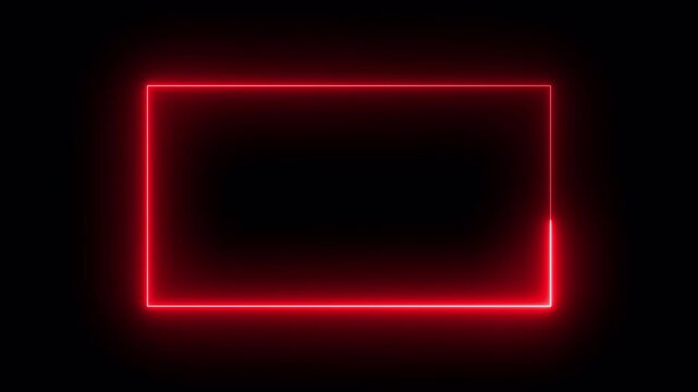 Rectangle animation glowing neon frame background , Neon line box animation, Square rectangle picture frame glowing neon animation on trasparent background.