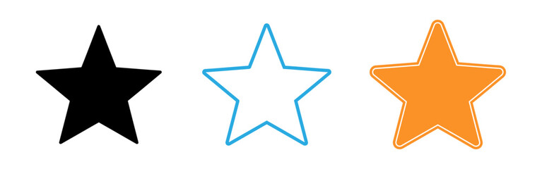 Obraz premium Three star shapes in different colors and styles