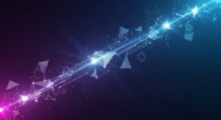 Obraz premium Abstract technology background with motion blur and glowing particles