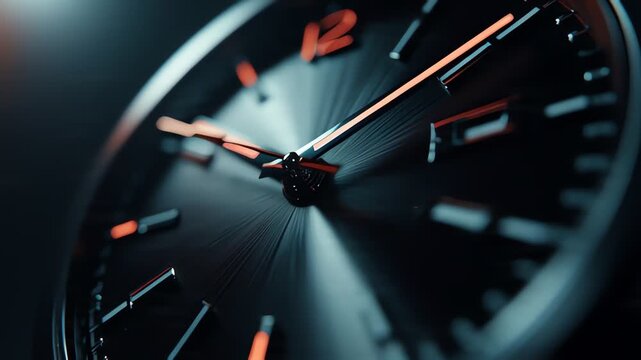 Luxury Black Wall Clock Close Up with Dramatic Lighting