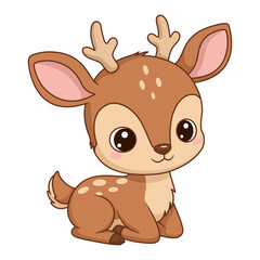 Cartoon Illustration of Deer Calf