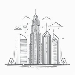 Obraz premium Modern cityscape with sleek skyscrapers and minimalist design elements.
