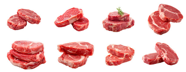 raw meat steak isolated on transparent background