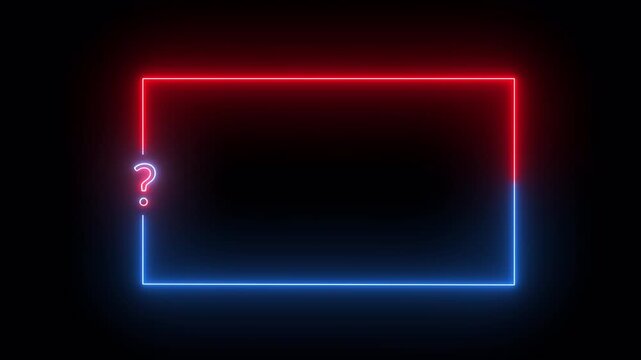 Rectangle animation glowing neon frame background , Neon line box animation, Square rectangle picture frame glowing neon animation on trasparent background.