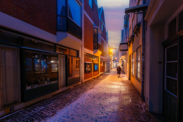 Iconic landmarks from the center of Bremen Schnoor, , the Dom Cathedral and old town