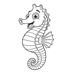 Obraz premium Playful seahorse cartoon illustration perfect for children's undersea adventures and imaginative stories.