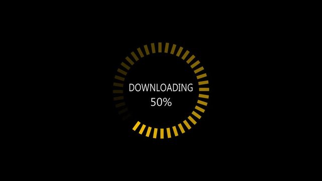 Icon of progress Downloading with circle rotating on black background. Simple Preloader.with 4k video animation.