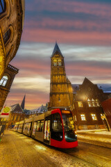 Iconic landmarks from the center of Bremen Schnoor, , the Dom Cathedral and old town
