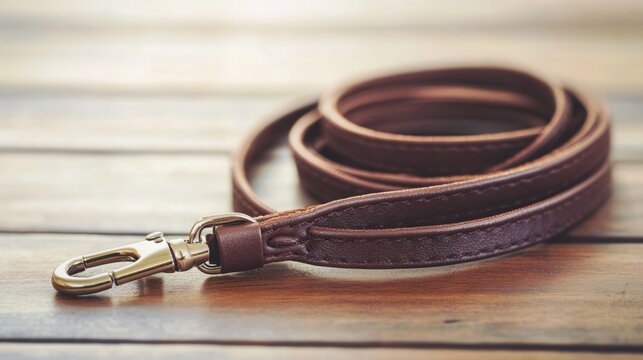 Stylish Dog Leash on Wooden Table