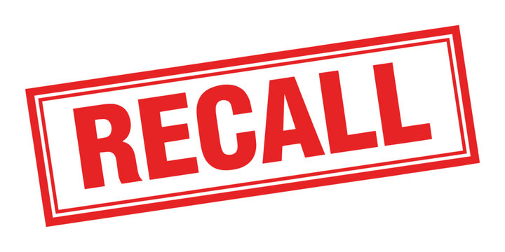 Red recall stamp isolated on white background with bold text