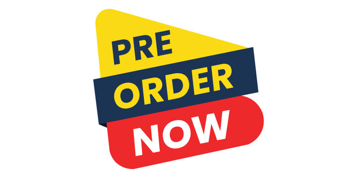 Vibrant pre order now sticker on isolated white background