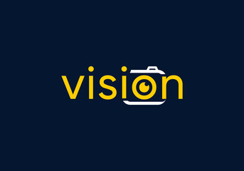 Vector vision camera logotype template, vector vision camera logo design with wordmark style design. creative and modern vision camera wordmark logo