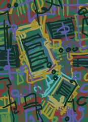 Abstract image for printing. Picture for modern interiors. The picture is painted by hand on a tablet. © neurostructure