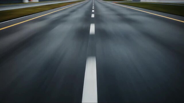 View of fast car accelerating aggressively on asphalt highway, intense motion blur and high speed drive concept, cinematic performance and adrenaline journey.