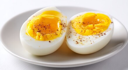 boiled eggs served on a white plate for breakfast